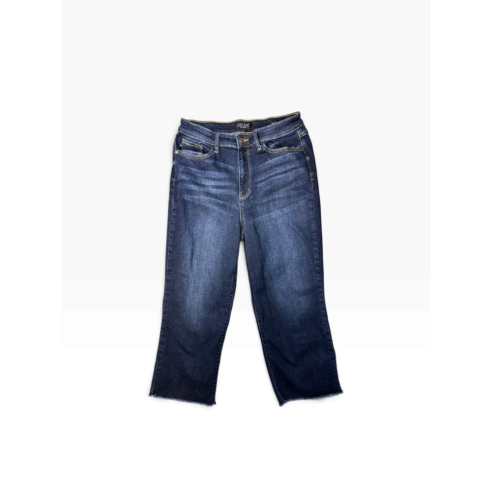 Judy Blue Wide Leg Upcycled Cropped Raw Hem Denim Jeans 30x24